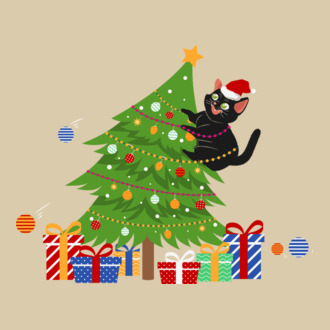 Christmas tree with cat